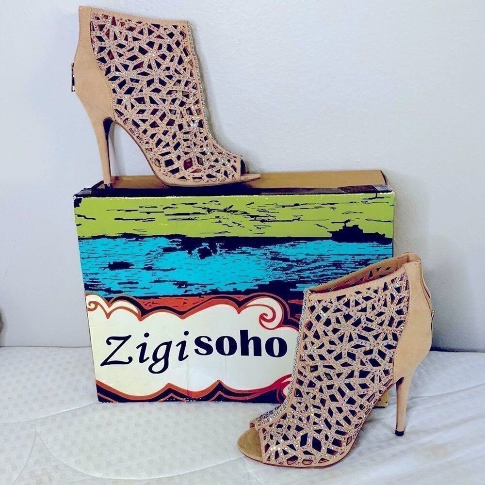 Zigi Soho Womens Drift Peep Toe Dress Pumps Tan  Suede Size 6.5 M Must Video